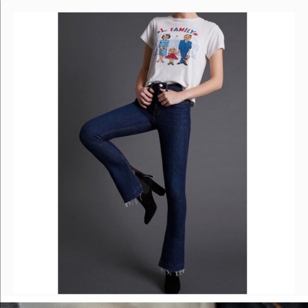 Re/Done Originals The Elsa Stretch Split Hem Flare Jeans Size 27 Dark Wash NWT